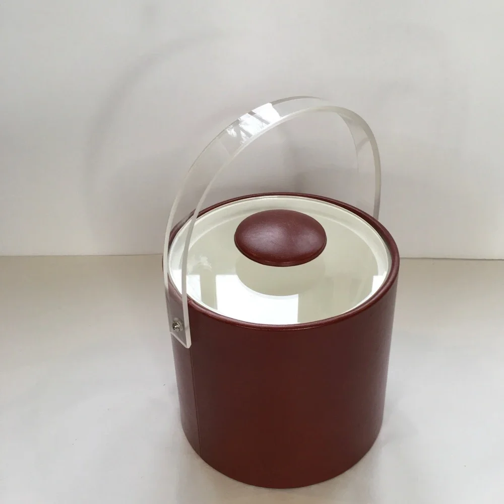VINTAGE 1970'S GEORGE BRIARD ICE BUCKET with Lucite Handle and Lid Mid- …